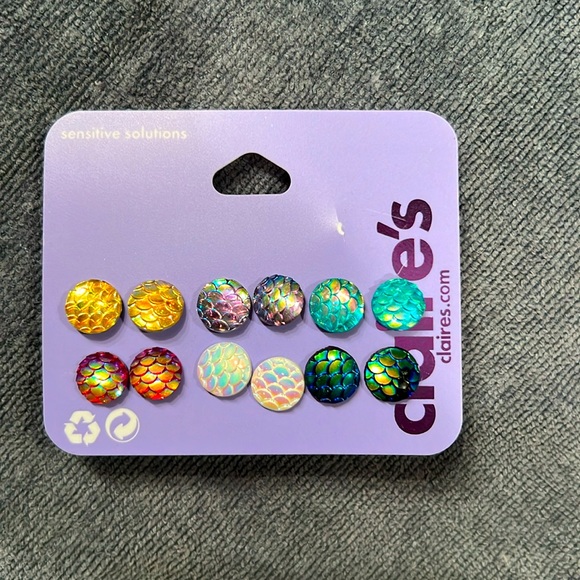 Claire's Colorful Mermaid Stud Earrings Set - Picture 1 of 3